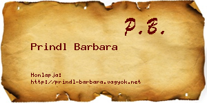 Prindl Barbara névjegykártya